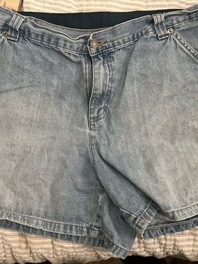 2 pairs of women's denim shorts. Lee brand size 18W Karen Scott and are size 16.